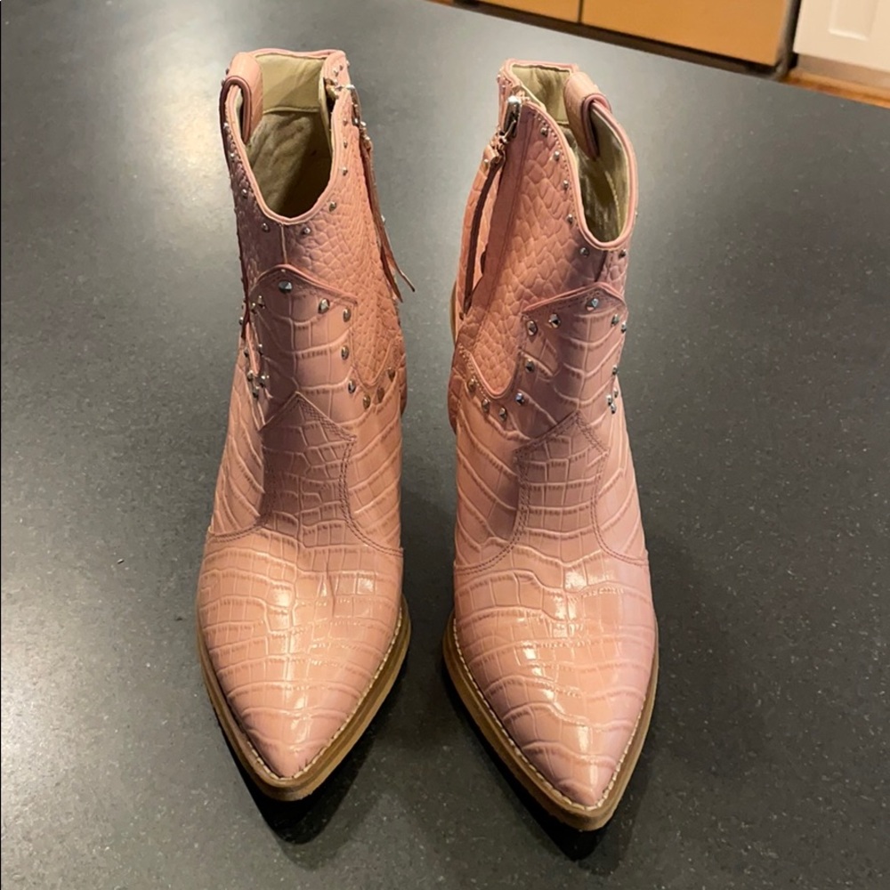 Pink leather cowgirl booties | sz 7.5| Sam Edelman